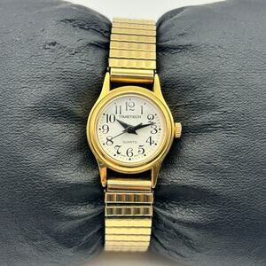 Timetech Gold Tone White Dial Women’s Watch, 20mm